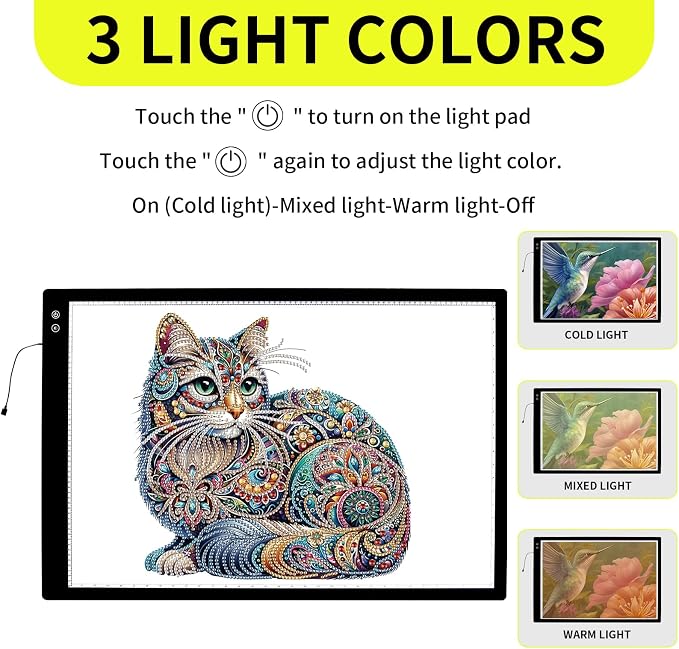 YINGWOND A1 Large Rechargeable Light Pad, Diamond Art Light Board - Image 3