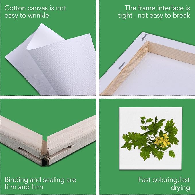 ESRICH Mini Stretched Canvas 10 Pack 5x5inch, 2/5''Profile Art Primed Canvases - Image 4