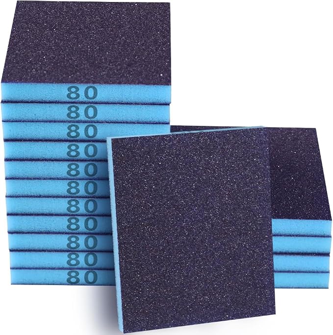 16 Pack 80 Grits Sanding Sponge, Coarse Sanding Block, Washable and Reusable by Necosthua