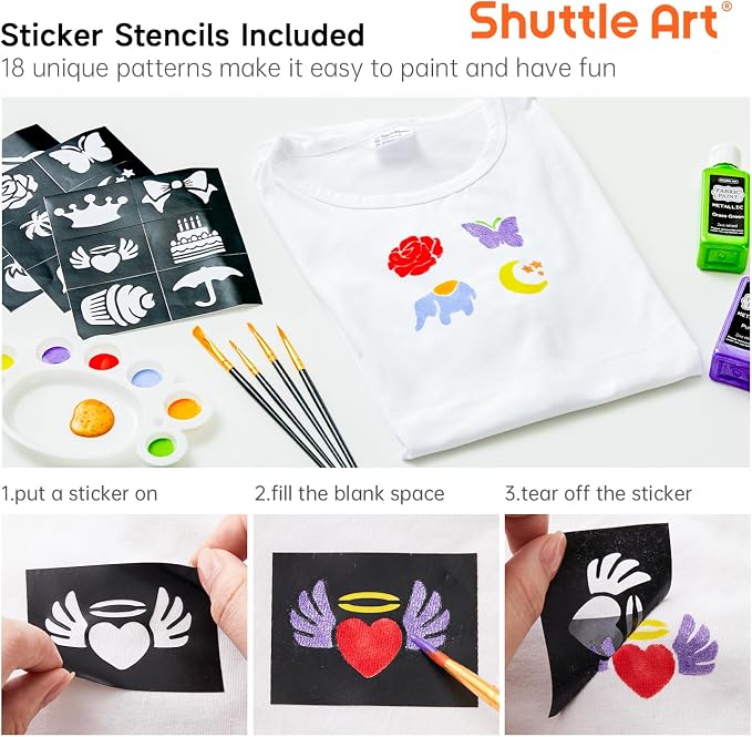 Fabric Paint, Shuttle Art 30 Colors Permanent Soft Fabric Paint in Bottles - Image 4