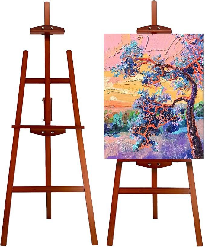 Adjustable Wooden Painting Easel, Pine Art Easel Stand Hold up to 43'' by Stuelloaf