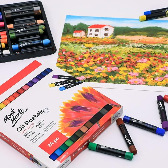 Mont Marte Oil Pastels Signature 24pc, 24 Assorted Colors, Vibrant Oil Pastel - Image 4