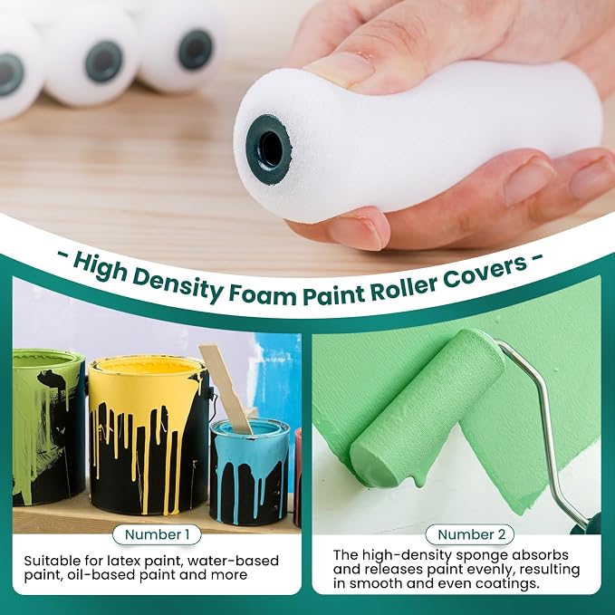 Foam Paint Roller, 8 Pack, 4 Inch Small Paint Roller Kit - Image 4