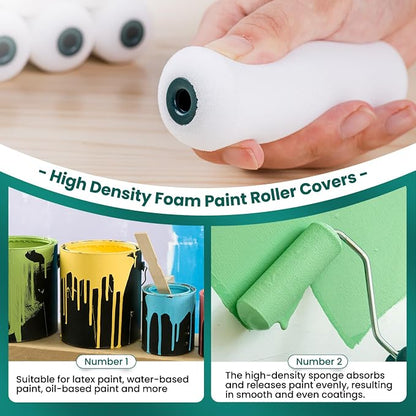 Foam Paint Roller, 8 Pack, 4 Inch Small Paint Roller Kit - Image 4