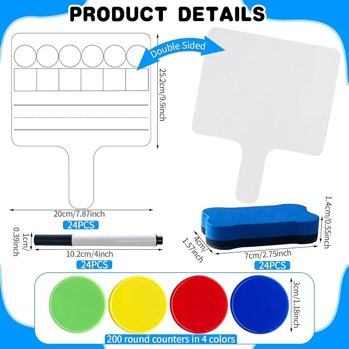 24 Pack Phonemic Awareness Dry Erase Board 8" x 10" Double Sided Handheld - Image 2