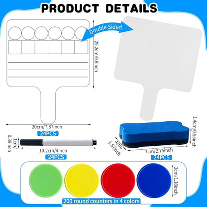 24 Pack Phonemic Awareness Dry Erase Board 8" x 10" Double Sided Handheld - Image 2