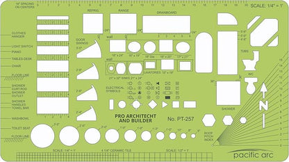 Pacific Arc, Architects & Builders Template, 1/4 in Scale, Drawing aid Stencil by PacificArc