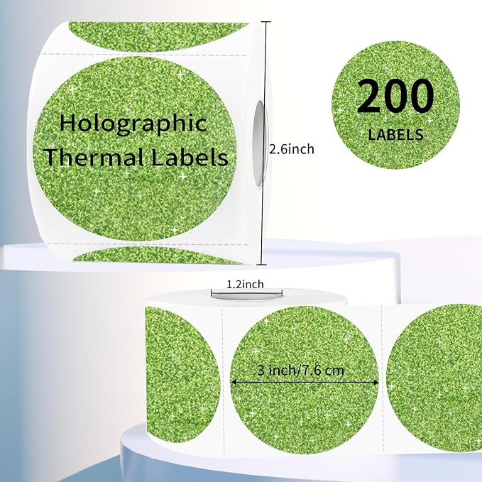 3" Holographic Thermal Label Stickers, Round Direct Thermal Label Stickers - Image 2