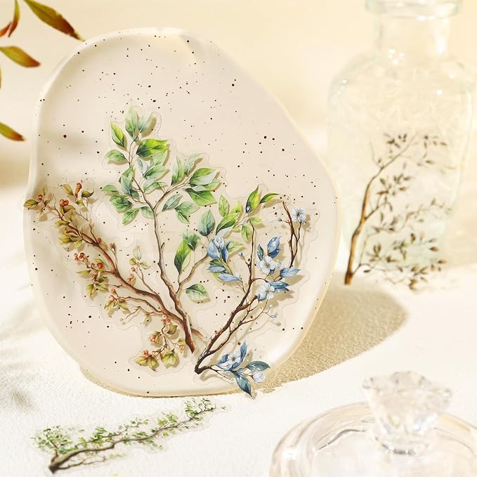 120Pcs Botanical PET Stickers, Branch and Leaf Designs - Image 4
