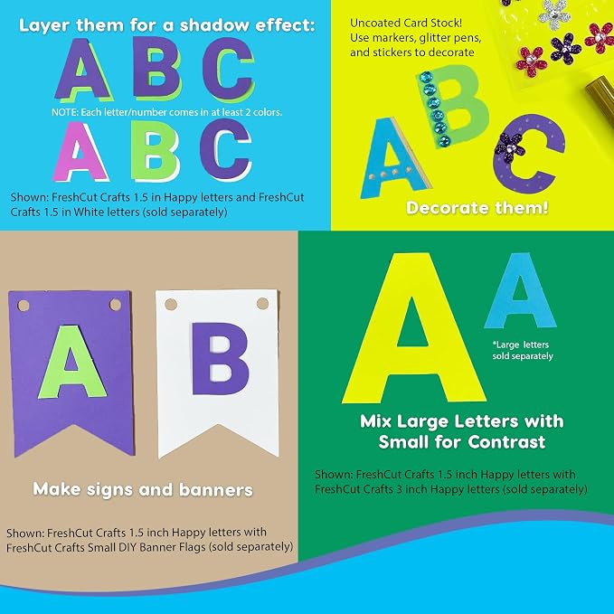 FreshCut Crafts 636 Pcs 1.5 in. Happy Colors Bulletin Board Letters & Numbers - Image 8