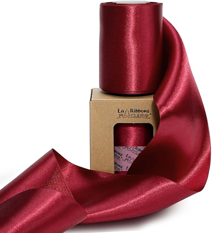 LaRibbons Red Satin Ribbon 3 Inch 10 Yards Christmas Ribbons Double Faced by LaRibbons