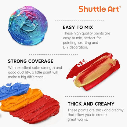 Shuttle Art Acrylic Paint Set, 25 Vintage Colours, 2oz/60ml Bottles, Rich - Image 4