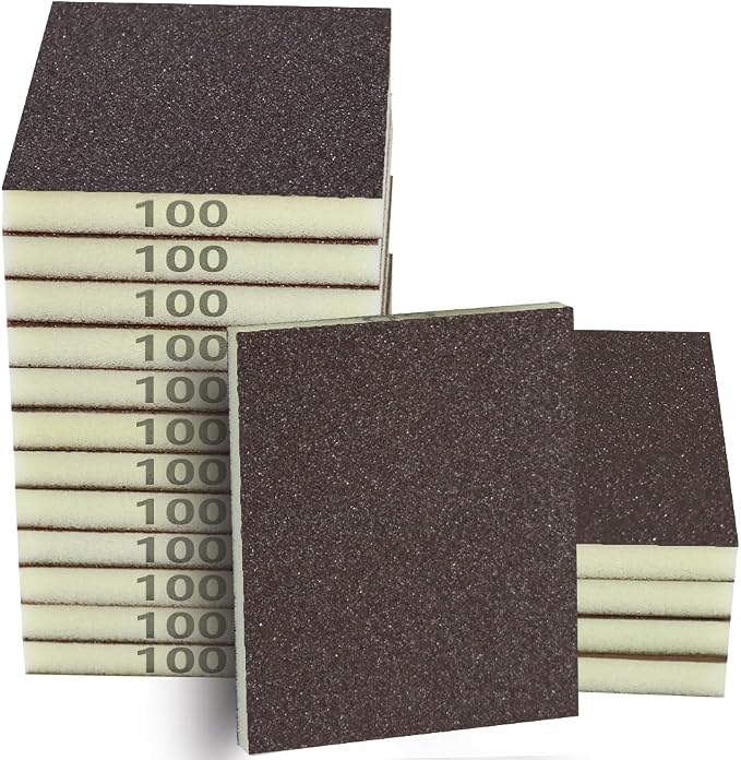 16PCS 100 Grits Sanding Sponge Medium Sanding Block, Washable and Reusable Wet by Necosthua