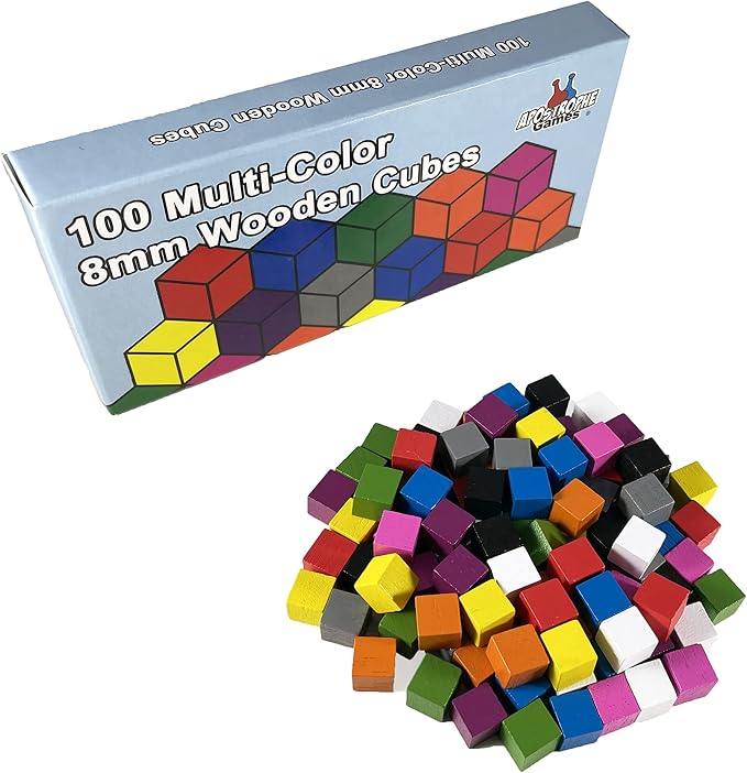 100 Wooden Cubes, Family Games Accessories – Multi-Color Board Game Tokens Ideal by ApostropheGames