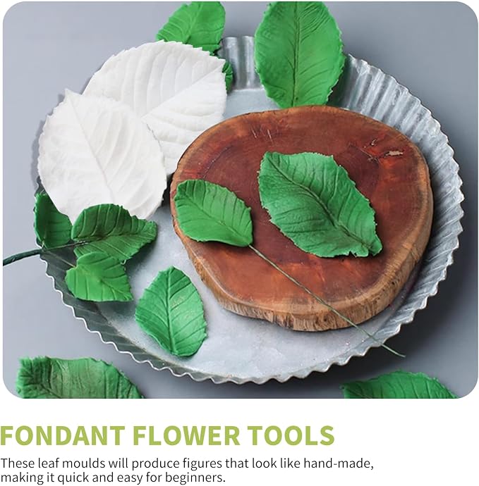 KALAIEN Leaf Petal Veiner Gum Paste Mold Sugar Craft Tools Rose Flower Leaf - Image 4
