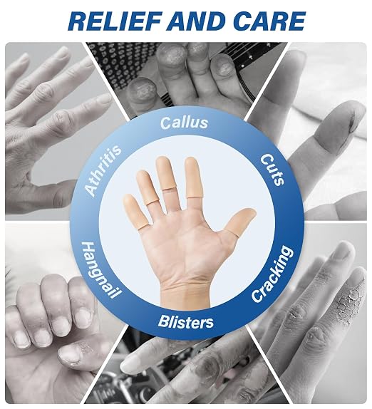 MasterMo Gel Finger Cots Protectors, Silicone Fingers Covers Bandages Caps - Image 3