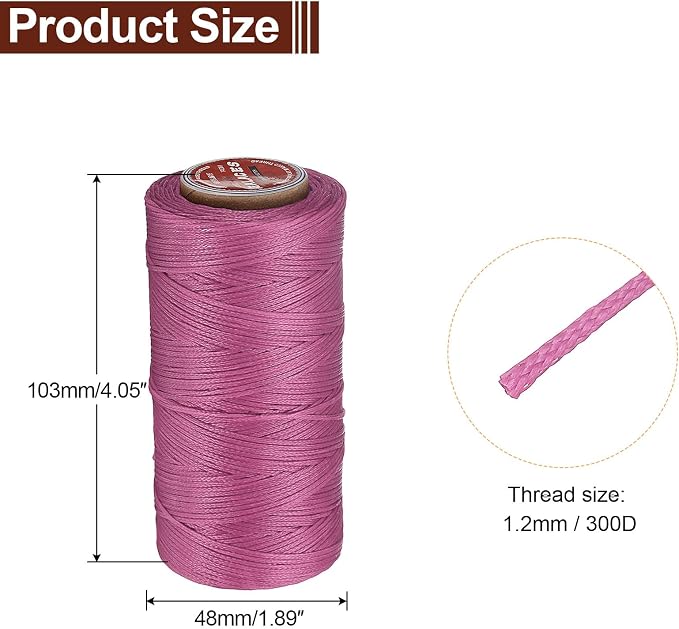 uxcell Flat Leather Sewing Waxed Thread, 140m / 153 Yards Polyester Wax String - Image 2