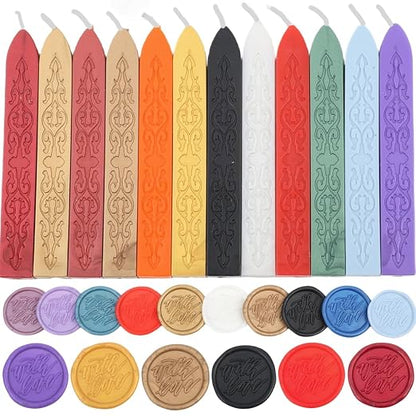 12Pcs Sealing Wax Sticks with Wicks, Packaging Decoration by ONWINPOR