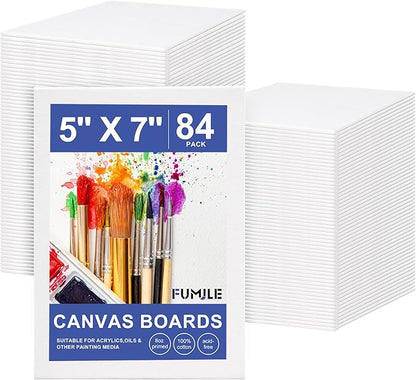FUMILE Canvas Boards for Painting 5x7 Inch, 84 Pack Small Canvases Value Pack by FUMILE