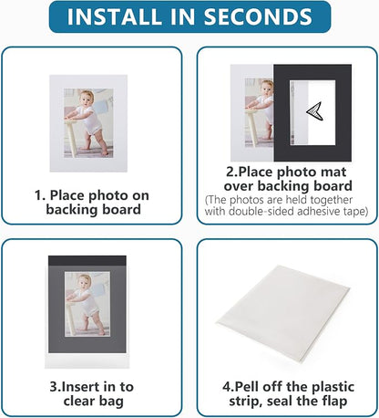 Somime 10 Pack Black Picture Frame 11x14 Mat Board, Whole Frame Mat Kit - Image 6