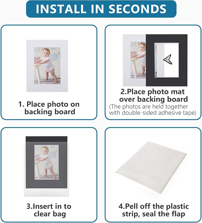 Somime 10 Pack 11x14 Black Picture Mat Kit - Image 6