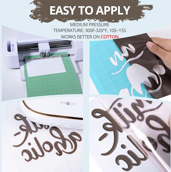 HTVRONT Puff Vinyl Heat Transfer -10" x 6ft Coffee 3D Puff Heat Transfer Vinyl - Image 4