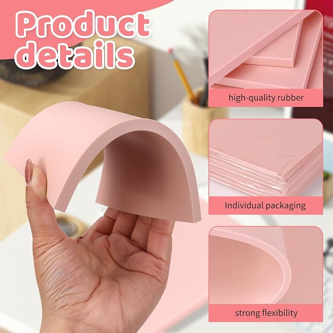 4 Pack 4"x6" Pale Pink Rubber Stamp Carving Blocks, Rubber Carved Brick - Image 3