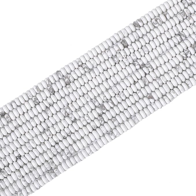 Natural White Howlite Disk Stone Beads 4x2mm 160pcs Rondelle Loose Semi - Image 7