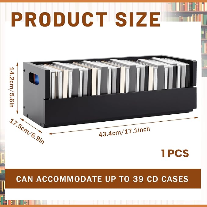 1 Set Wooden CD Storage Box Holder Shelf Cassette Tape Display Racks - Image 2