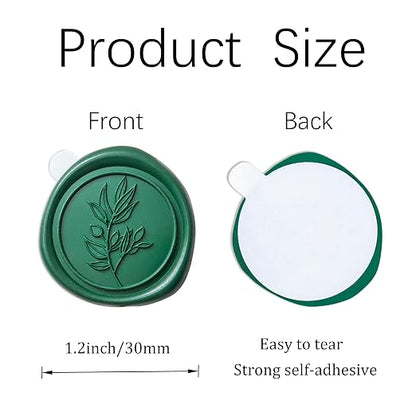 PONATIA 50 Pcs Emerald Green Wax Seal Stickers - Image 2