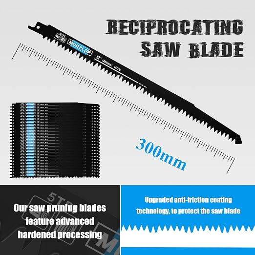 25 Park 12 inch Reciprocating Saw Blades Set, 5 TPI High Carbon Saw Blades - Image 2