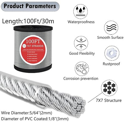 1/8" Wire Rope, 100FT 304 Stinless Steel Cable - Image 3