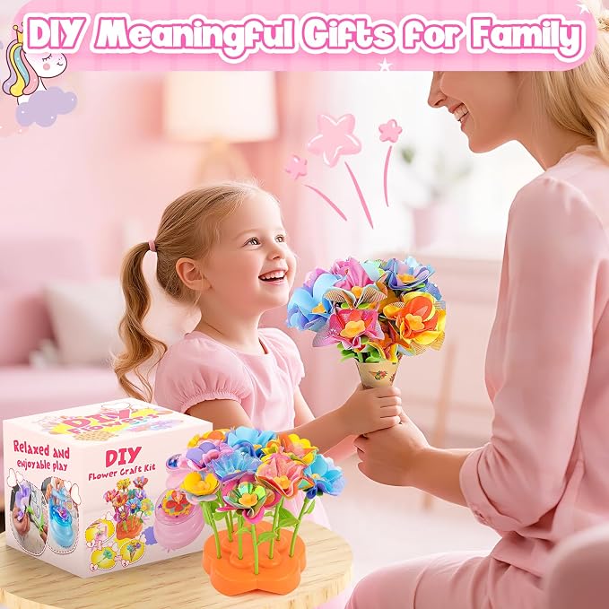 cosone Crafts Kits for Kids Ages 4-8, DIY Fabric Flower Bouquet Kit for 5 6 7 8 - Image 9