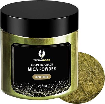 Pickle Green Mica Powder for Epoxy Resin 56g / 2oz. Jar by TECHAROOZ