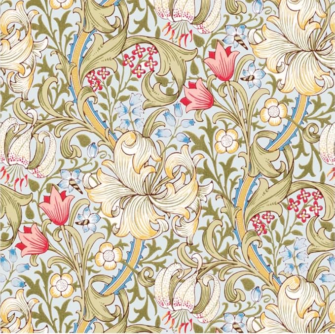 Quera 50 Pack William Morris Cocktail Napkins Golden Lily White Paper Napkins by Quera