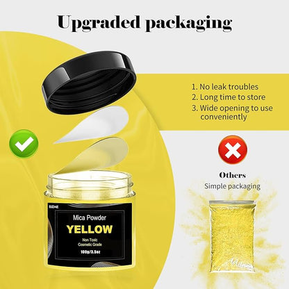 Yellow Mica Powder Pigment Big Bottle Pigment Powder Multipurpose DIY Arts and - Image 3