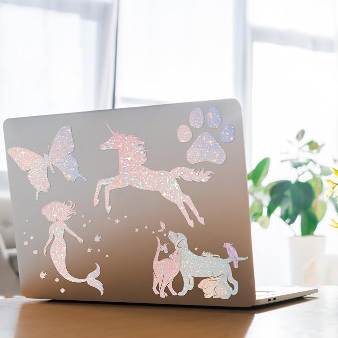 Nezyo 60 Sheets Holographic Laminate Sheets Clear Glitter A4 Size Vinyl Sticker - Image 5