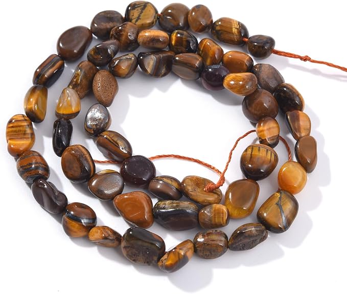 Yellow Tiger Eye Pebble Nugget Oval Free Tumbled Stone 6-8mm Natural Gemstone by PLTbeads