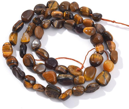 Yellow Tiger Eye Pebble Nugget Oval Free Tumbled Stone 6-8mm Natural Gemstone by PLTbeads