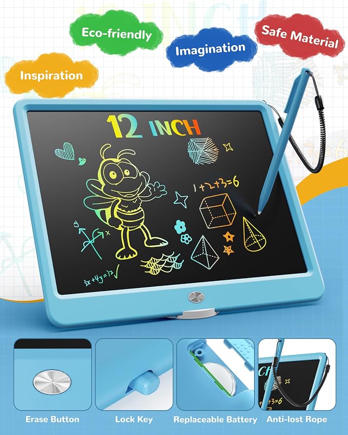 KOKODI LCD Writing Tablet, 12 Inch Colorful Toddler Doodle Board Drawing Tablet - Image 6