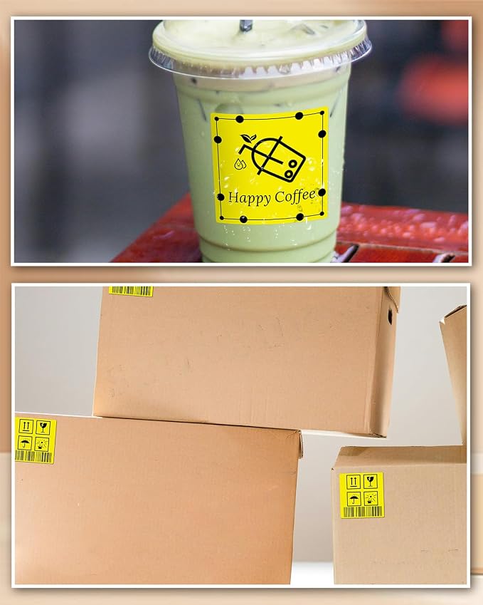 iEager Yellow Square Thermal Label Stickers, 500 Sheets/Roll - Image 7