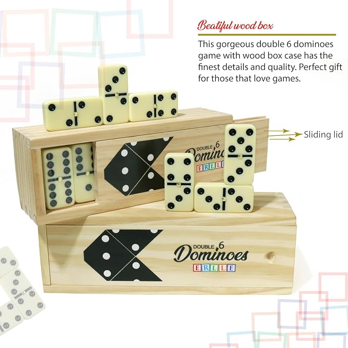 ERLLE - Jumbo Dominoes Set, Extra-Large Double Six Domino Set - Image 4