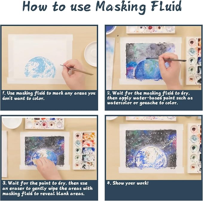 Masking Fluid for Watercolor Painting 60ml Red - Image 6