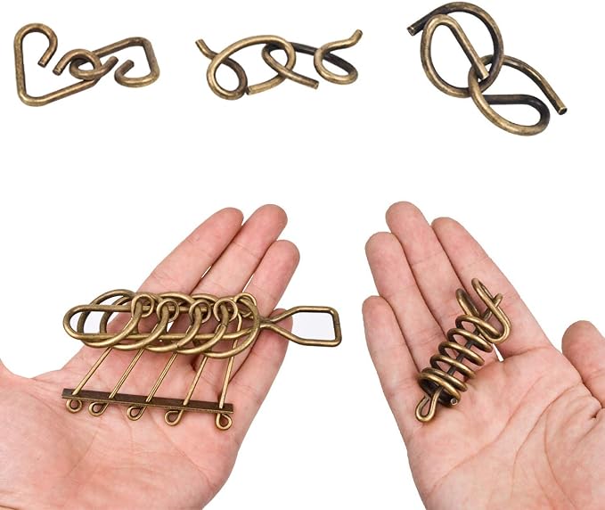 Assorted Ancient Metals Puzzle Brone Color Stress Relief Toys 9 Pack IQ Wire - Image 4