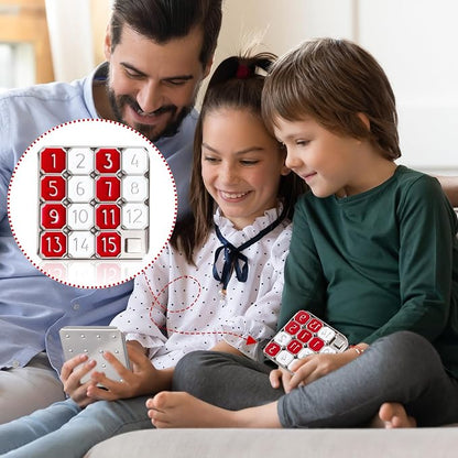 Metal Number Slide 15 Puzzle Red and White Number Sliding Puzzle Educational - Image 6