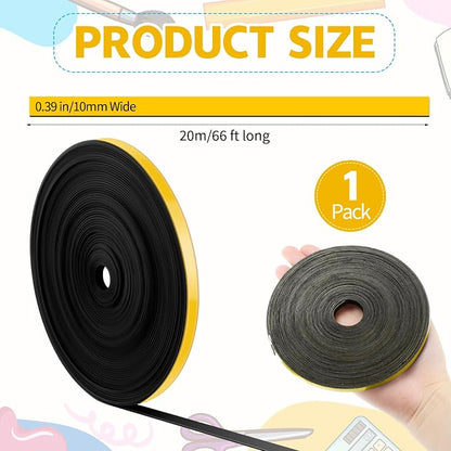Magnetic Tape Roll Thin Strips, 0.39 Inch x 66 Feet Magnetic Board Dividers - Image 2