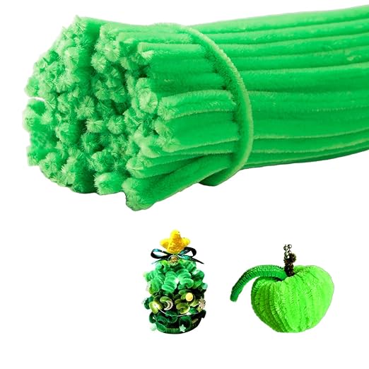 100 Pieces Pipe Cleaners Chenille Stem, Lime Green Color Pipe Cleaners Set by RSACCSKY