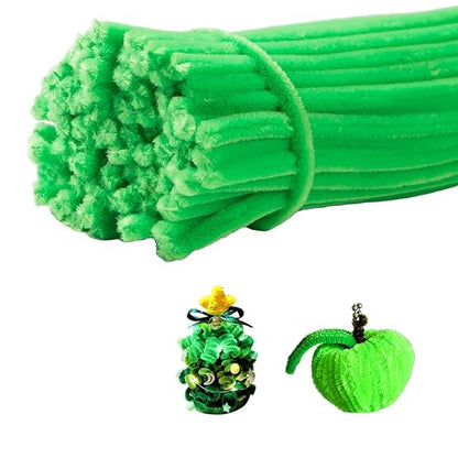 100 Pieces Pipe Cleaners Chenille Stem, Lime Green Color Pipe Cleaners Set by RSACCSKY