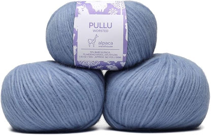 Pullu - Baby Alpaca Merino Wool Yarn Set of 3 Skeins Worsted Weight - Sourced by ALPACAWAREHOUSE