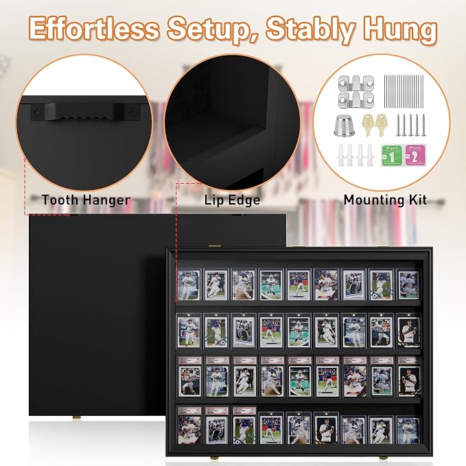 Mlikero Baseball Card Display Case, 36 Graded Card Display Frame Lockable - Image 5